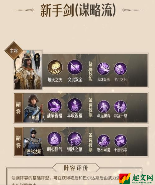 重返帝国新手剑阵容搭配推荐