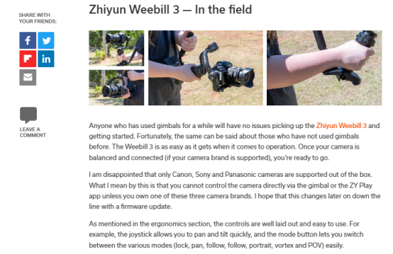 智云WEEBILL 3海外圈粉，被评为稳定器中的“凯迪拉克”